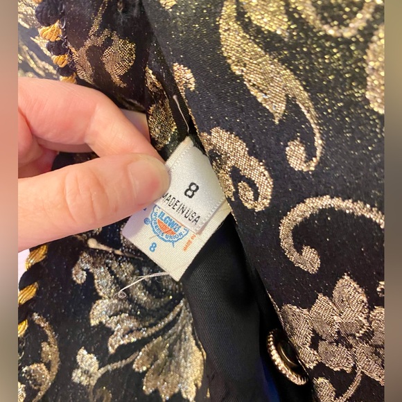 Vtg Evan Picone Lord & Taylor BLACK & GOLD  Jacquard Brocade BLAZER Jacket Sz 8 - Picture 7 of 8